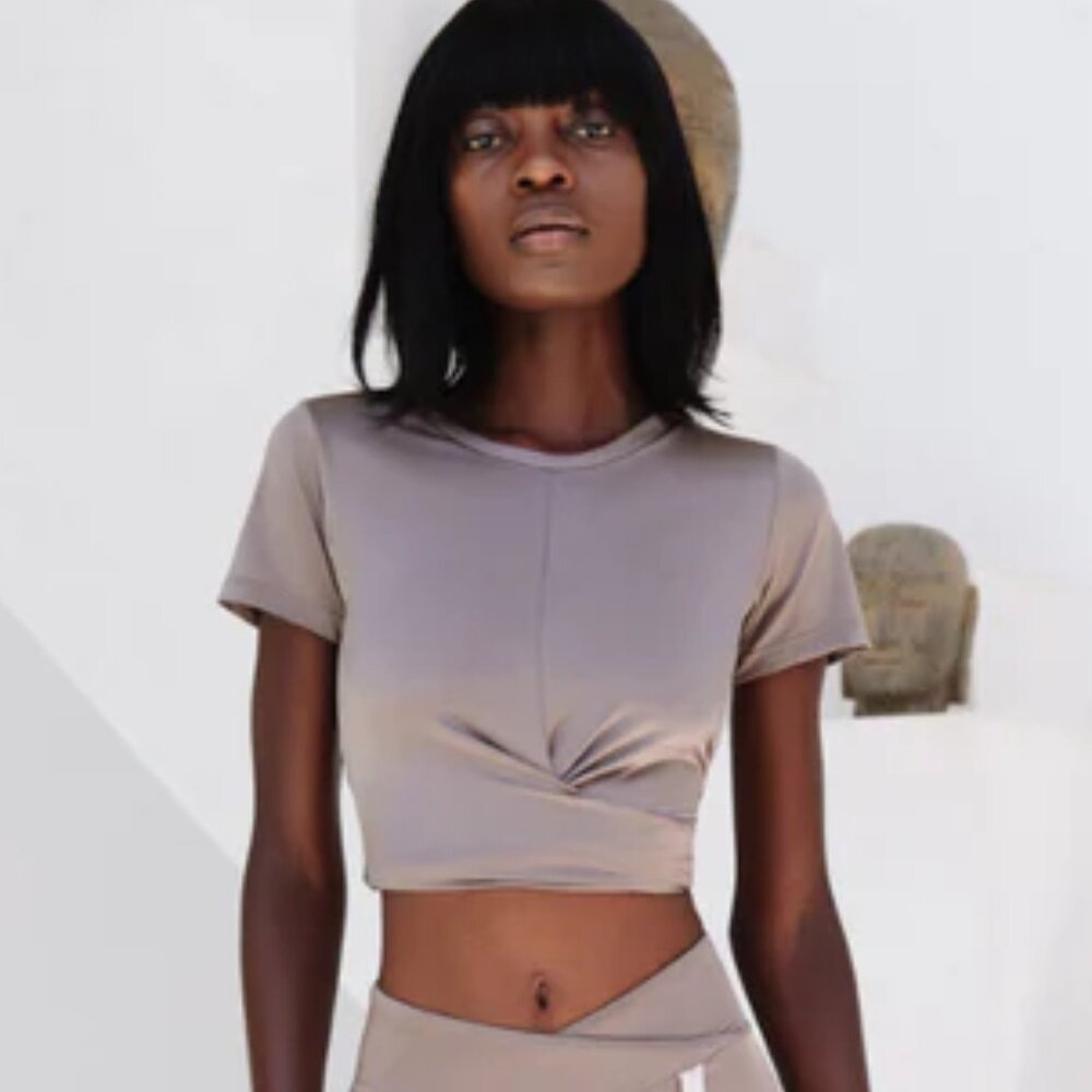 CXIX Bronzed Pray For Me Knot Crop Top - XXS